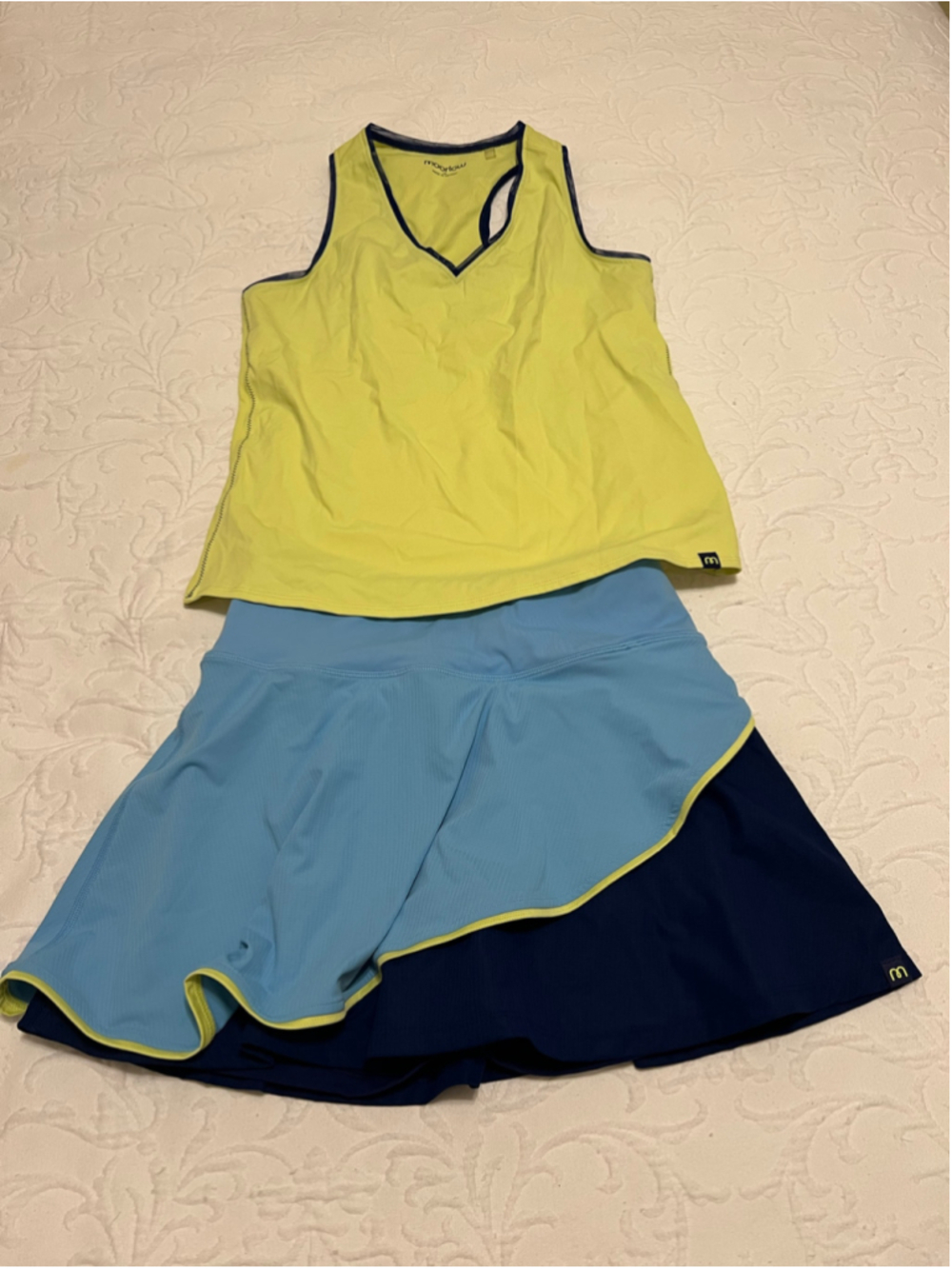 Women's Moorlow Athletic Pickleball Skort Set Size XS Lime Green and Blue